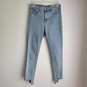 Rag and Bone High Rise Ankle Skinny Chewed Hem Light Wash Size 29